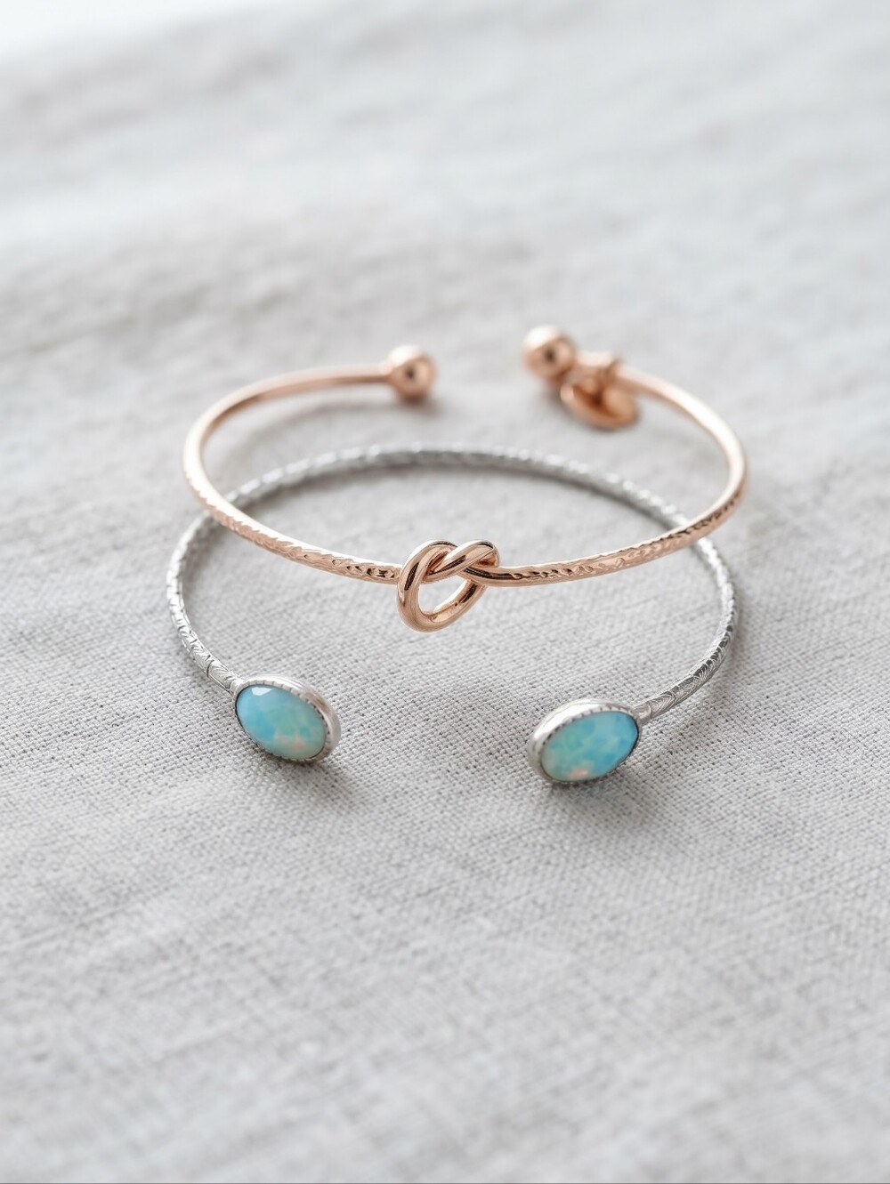 Alex and Ani Mixed-Metal Opal & Knot Bangle Bracelet Bundle Stack CC